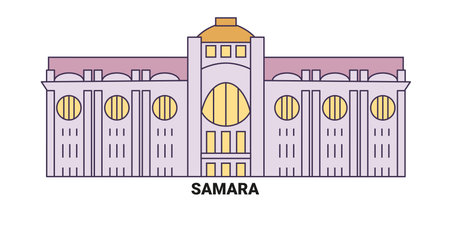 Russia, Samara travel landmark vector illustrationのイラスト素材