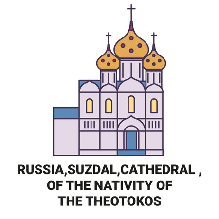 Russia,Suzdal,Cathedral , Of The Nativity Of The Theotokos travel landmark vector illustrationのイラスト素材