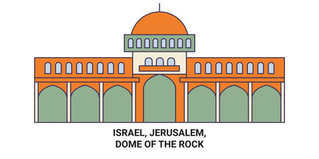 Israel, Jerusalem, Dome Of The Rock travel landmark vector illustrationのイラスト素材