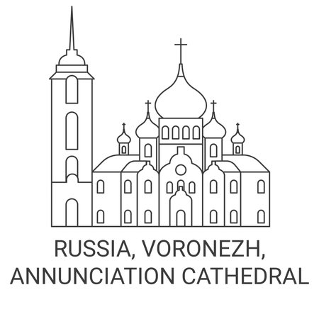 Russia, Voronezh, Annunciation Cathedral travel landmark vector illustrationのイラスト素材