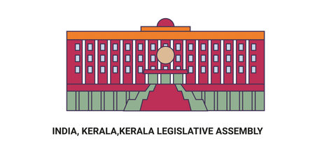 India, Kerala,Kerala Legislative Assembly, travel landmark vector illustrationのイラスト素材