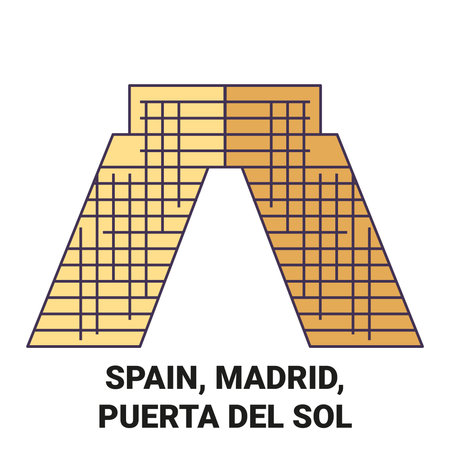 Spain, Madrid, Puerta Del Sol travel landmark vector illustrationのイラスト素材