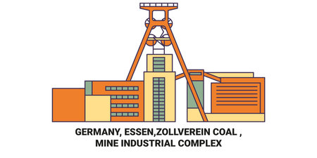 Germany, Essen,Zollverein Coal , Mine Industrial Complex travel landmark vector illustrationのイラスト素材