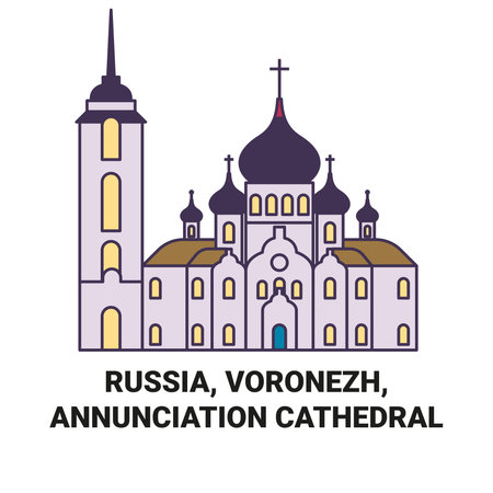 Russia, Voronezh, Annunciation Cathedral travel landmark vector illustrationのイラスト素材