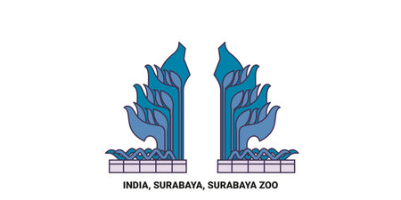 India, Surabaya, Surabaya Zoo travel landmark vector illustrationのイラスト素材