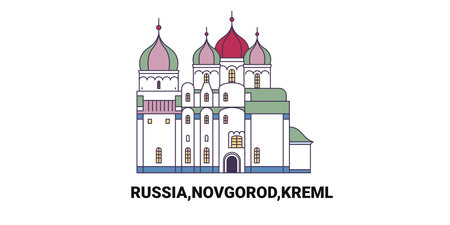 Russia, Novgorod, Kreml travel landmark vector illustrationのイラスト素材