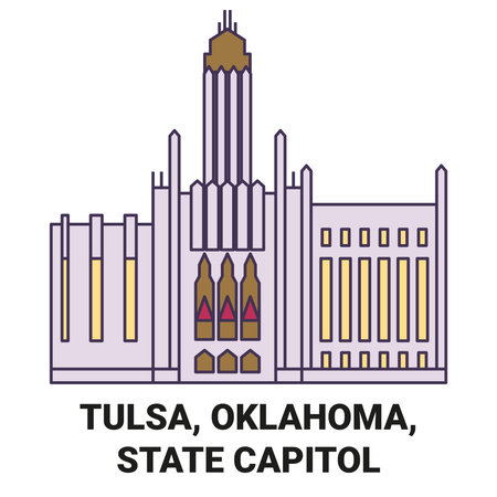 United States, Tulsa, Oklahoma, State Capitol travel landmark vector illustrationのイラスト素材