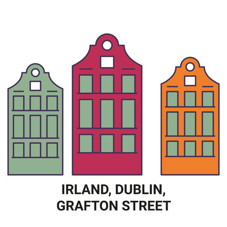 Irland, Dublin, Grafton Street travel landmark vector illustrationのイラスト素材