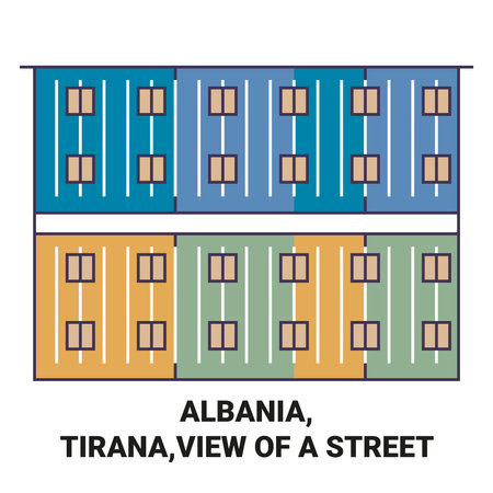 Albania, Tirana,View Of A Street travel landmark vector illustrationのイラスト素材
