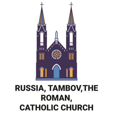 Russia, Tambov,The Roman, Catholic Church In Tambov travel landmark vector illustrationのイラスト素材