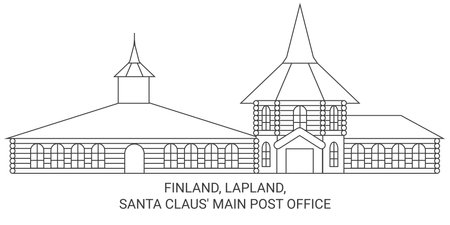 Finland, Lapland, Santa Claus Main Post Office travel landmark vector illustrationのイラスト素材