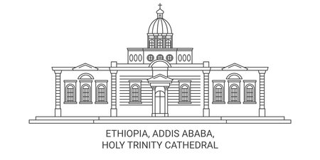 Ethiopia, Addis Ababa, Cathedral travel landmark vector illustrationのイラスト素材