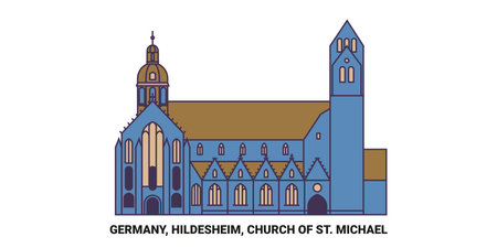 Germany, Hildesheim, Church Of St. Michael travel landmark vector illustrationのイラスト素材