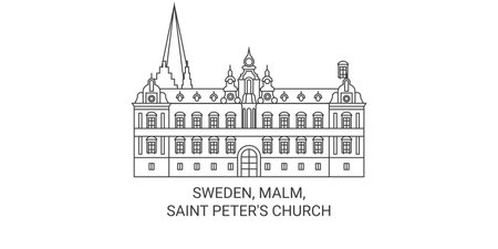 Sweden, Malm, Saint Peters Church travel landmark vector illustrationのイラスト素材