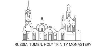 Russia, Tumen, Holy Trinity Monastery, travel landmark vector illustrationのイラスト素材
