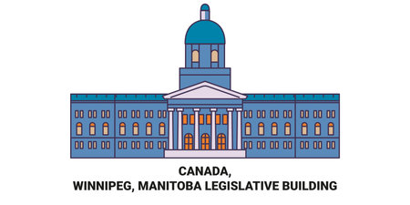 Canada, Winnipeg, Manitoba Legislative Building travel landmark vector illustrationのイラスト素材