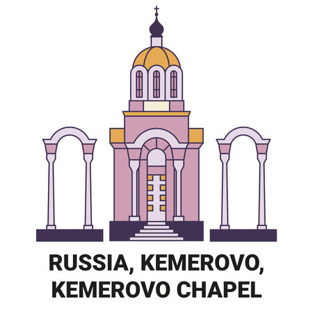 Russia, Kemerovo, Kemerovo Chapel travel landmark vector illustrationのイラスト素材