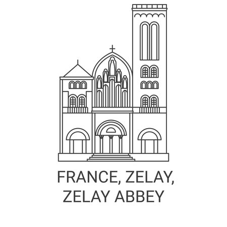 France, Vezelay,Vezelay Abbey travel landmark vector illustrationのイラスト素材