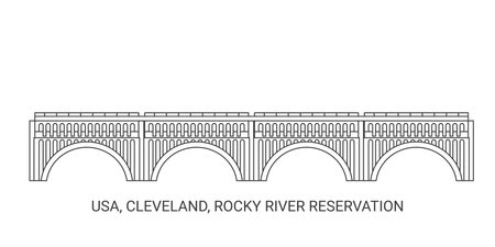 Usa, Cleveland, Rocky River Reservation, travel landmark vector illustrationのイラスト素材