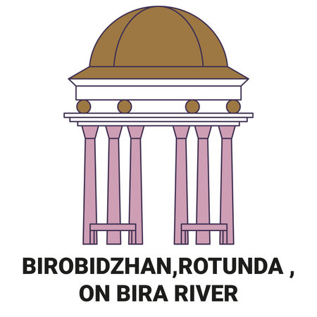 Russia, Birobidzhan,Rotunda On Bira River travel landmark vector illustrationのイラスト素材