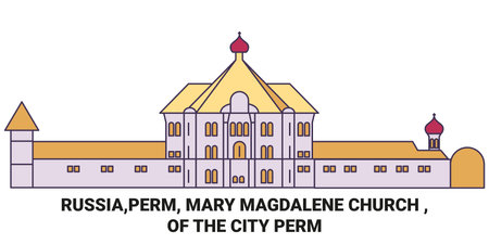 Russia,Perm, Mary Magdalene Church , Of The City Perm travel landmark vector illustrationのイラスト素材