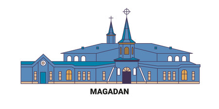 Russia, Magadan travel landmark vector illustrationのイラスト素材