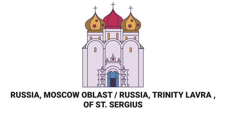 Russia, Moscow Oblast Russia, Trinity Lavra , Of St. Sergius travel landmark vector illustrationのイラスト素材