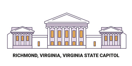 United States, Richmond, Virginia, Virginia State Capitol, travel landmark vector illustrationのイラスト素材