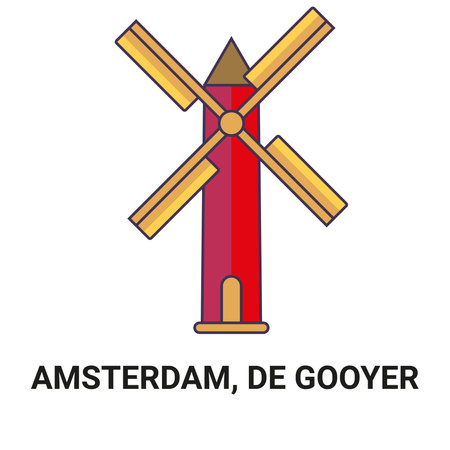 Netherlands, Amsterdam, De Gooyer travel landmark vector illustrationのイラスト素材