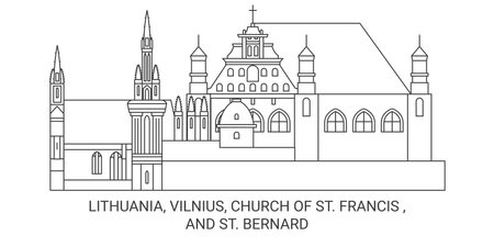 Lithuania, Vilnius, Church Of St. Francis , And St. Bernard travel landmark vector illustrationのイラスト素材
