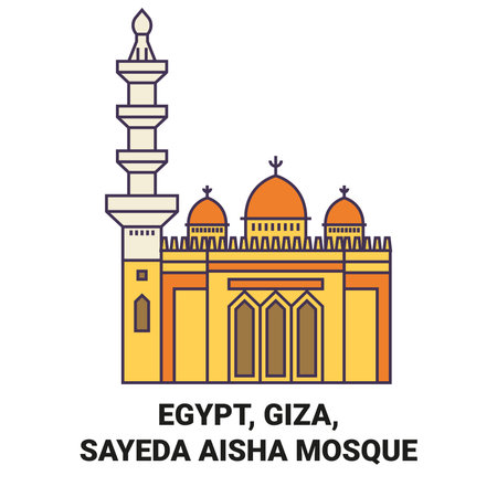 Egypt, Giza, Sayeda Aisha Mosque travel landmark vector illustrationのイラスト素材