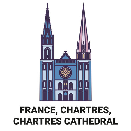 France, Chartres, Chartres Cathedral, travel landmark vector illustrationのイラスト素材