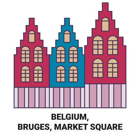 Belgium, Bruges, Market Square travel landmark vector illustrationのイラスト素材