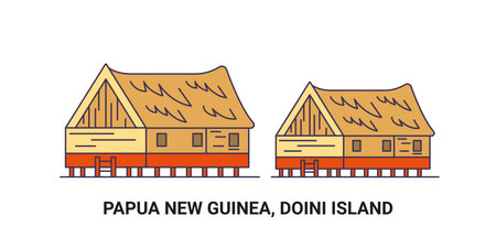 Papua New Guinea, Doini Island, travel landmark vector illustrationのイラスト素材