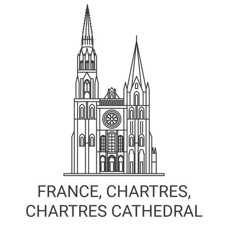 France, Chartres, Chartres Cathedral travel landmark vector illustrationのイラスト素材