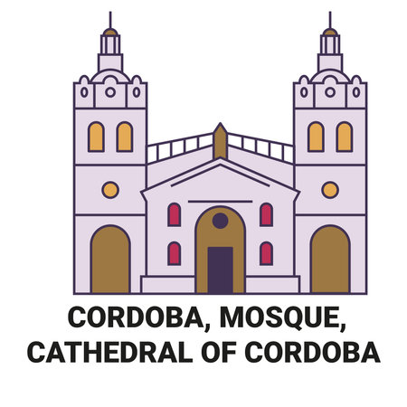 Argentina, Cordoba, Mosque, Cathedral Of Cordoba travel landmark vector illustrationのイラスト素材