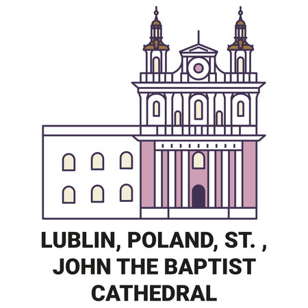 Poland, Lublin, St. , John The Baptist Cathedral travel landmark vector illustrationのイラスト素材