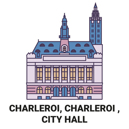 Canada, Charleroi, Charleroi , City Hall travel landmark vector illustrationのイラスト素材