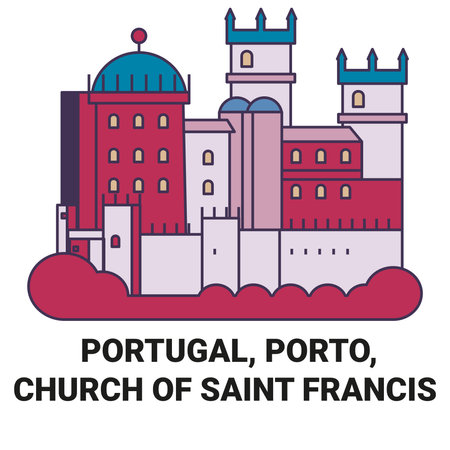 Portugal, Porto, Church Of Saint Francis travel landmark vector illustrationのイラスト素材