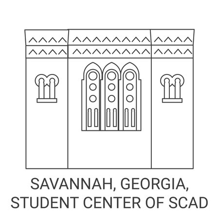 United States, Savannah, Georgia, Student Center Of Scad travel landmark vector illustrationのイラスト素材