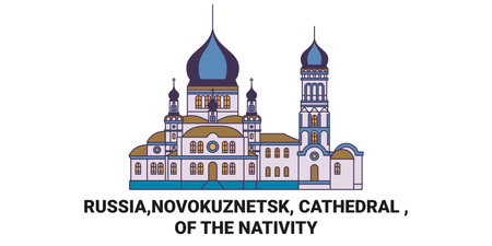 Russia,Novokuznetsk, Cathedral , Of The Nativity travel landmark vector illustrationのイラスト素材