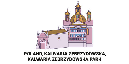 Poland, Kalwaria Zebrzydowska, Kalwaria Zebrzydowska Park travel landmark vector illustrationのイラスト素材