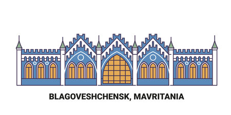 Russia, Blagoveshchensk, Mavritania travel landmark vector illustrationのイラスト素材