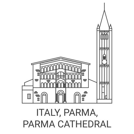 Italy, Parma, Parma Cathedral travel landmark vector illustrationのイラスト素材