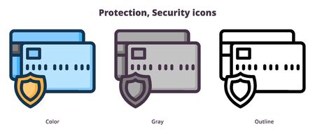 Credit card protection three iconsのイラスト素材