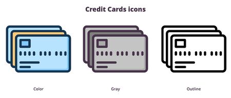 Several credit or debit cards iconsのイラスト素材