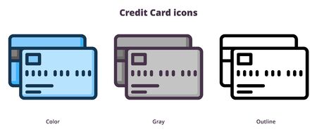 Several credit or debit cards iconsのイラスト素材