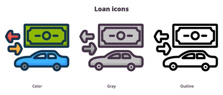 Three styles icons. Loan for carのイラスト素材