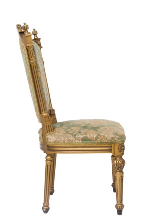 Luxury golden vintage chair on white backgroundの写真素材