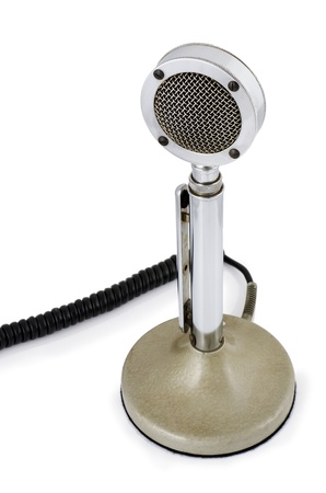 Old microphone on white backgroundの写真素材